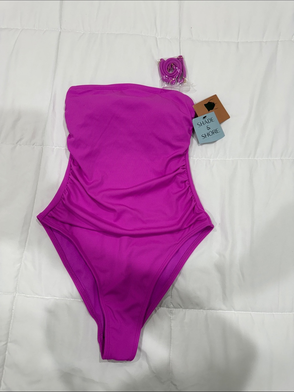 Shade & Shore Fuchsia Strapless One-Piece Swimsuit